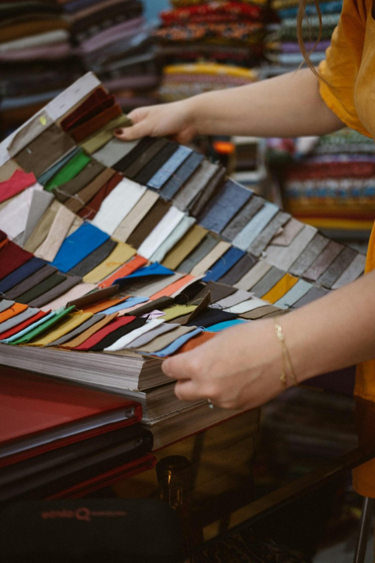 Open fabric sample books